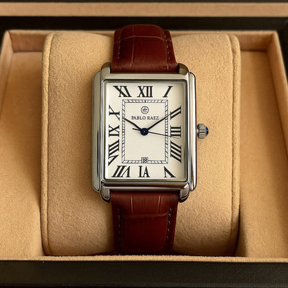 Rechteckige Uhr – Analoguhr für Männer mit Lederarmband-HauteBerlin