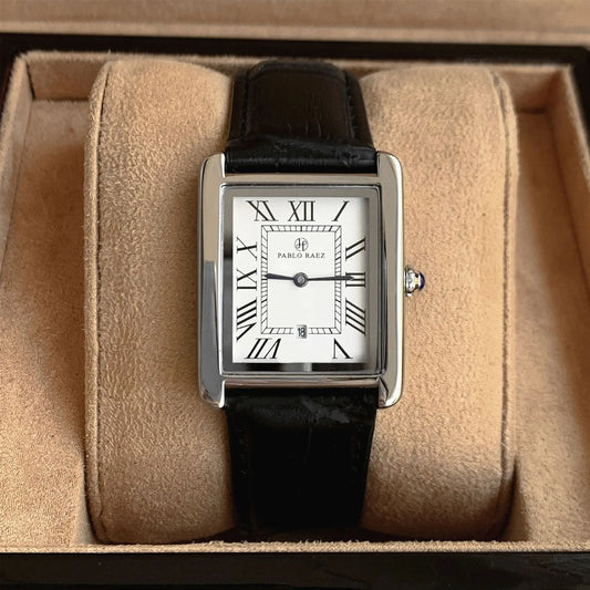 Rechteckige Uhr – Analoguhr für Männer mit Lederarmband-HauteBerlin