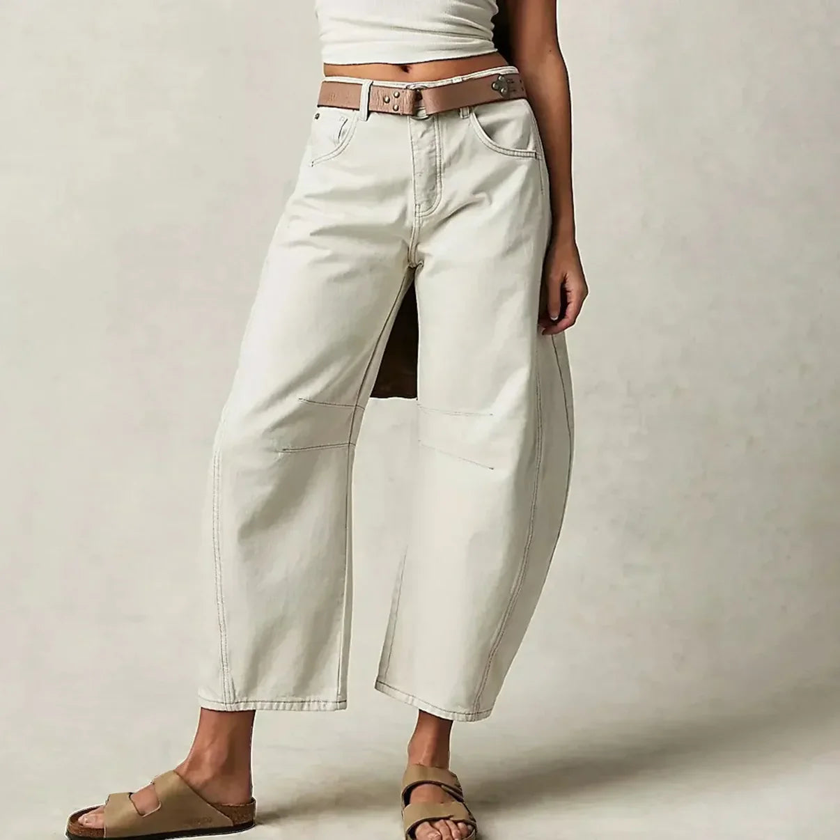 Ardenza – Damen Hose mit Weitem Bein & Modischem High-Waist Schnitt-Weiß-XS-HauteBerlin