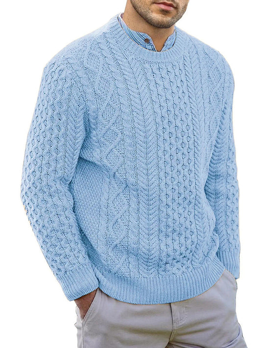 Zopfmusterpullover – Rundhalsausschnitt – Pullover – Strickpullover – Herrenpullover