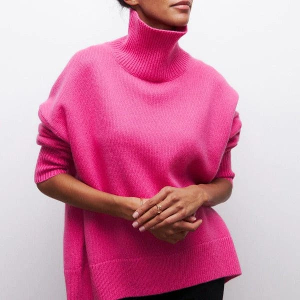 Lunacash – Oversize Damen Rollkragenpullover aus Reiner Kaschmirwolle-Rosa-S-HauteBerlin