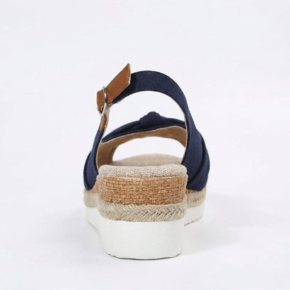Sandalen mit Keilabsatz – offene Zehen – verstellbarer Riemen – Plateausandalen – Damensandalen-HauteBerlin