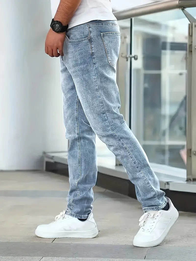 Schmal geschnittene Jeans | Blau | Vorgewaschen | Skinny Jeans | Herrenjeans-HauteBerlin