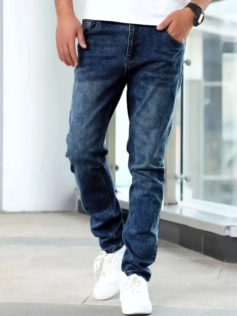 Schmal geschnittene Jeans | Blau | Vorgewaschen | Skinny Jeans | Herrenjeans-HauteBerlin