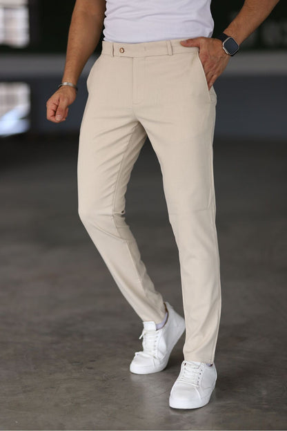 Schmale Chinos – Beige – Schmale Passform – Chino-Hosen – Herrenhosen-HauteBerlin