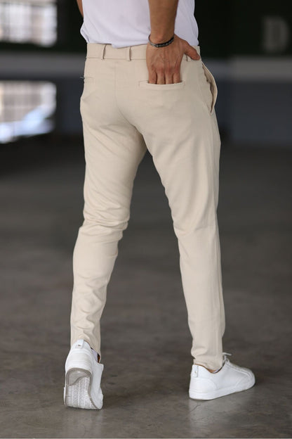 Schmale Chinos – Beige – Schmale Passform – Chino-Hosen – Herrenhosen-HauteBerlin