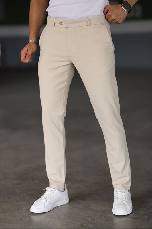 Schmale Chinos – Beige – Schmale Passform – Chino-Hosen – Herrenhosen-HauteBerlin
