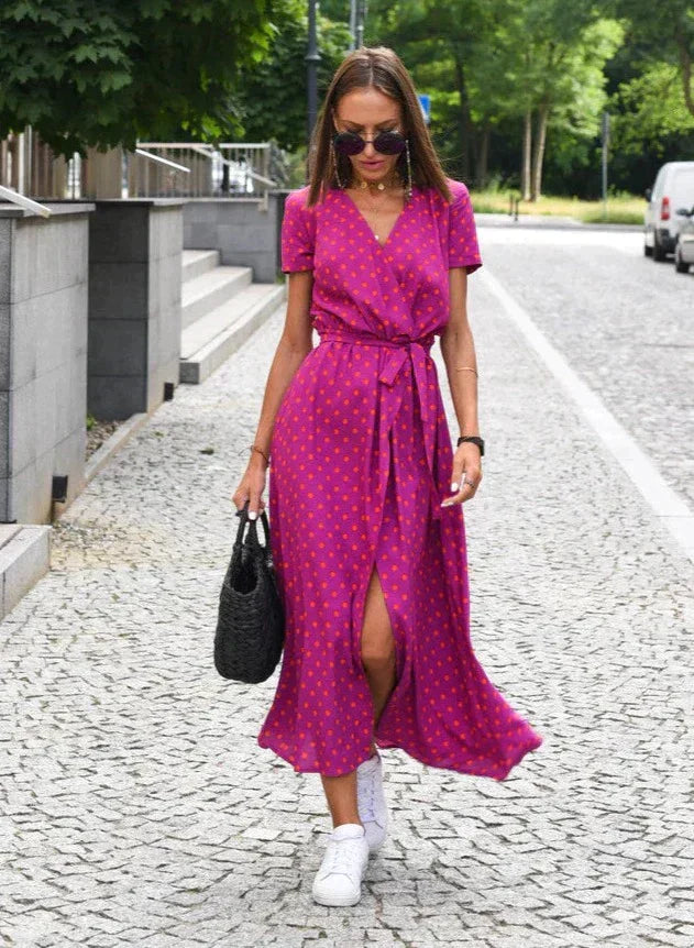 Malou - Bequemes Sommerkleid-Rot-S-HauteBerlin
