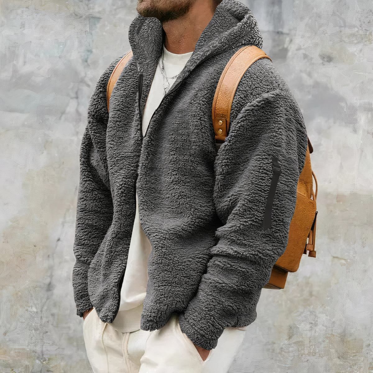 Sherpa Hoodie - Warme Fleecejacke mit Kapuze und Reißverschluss für Herren-HauteBerlin