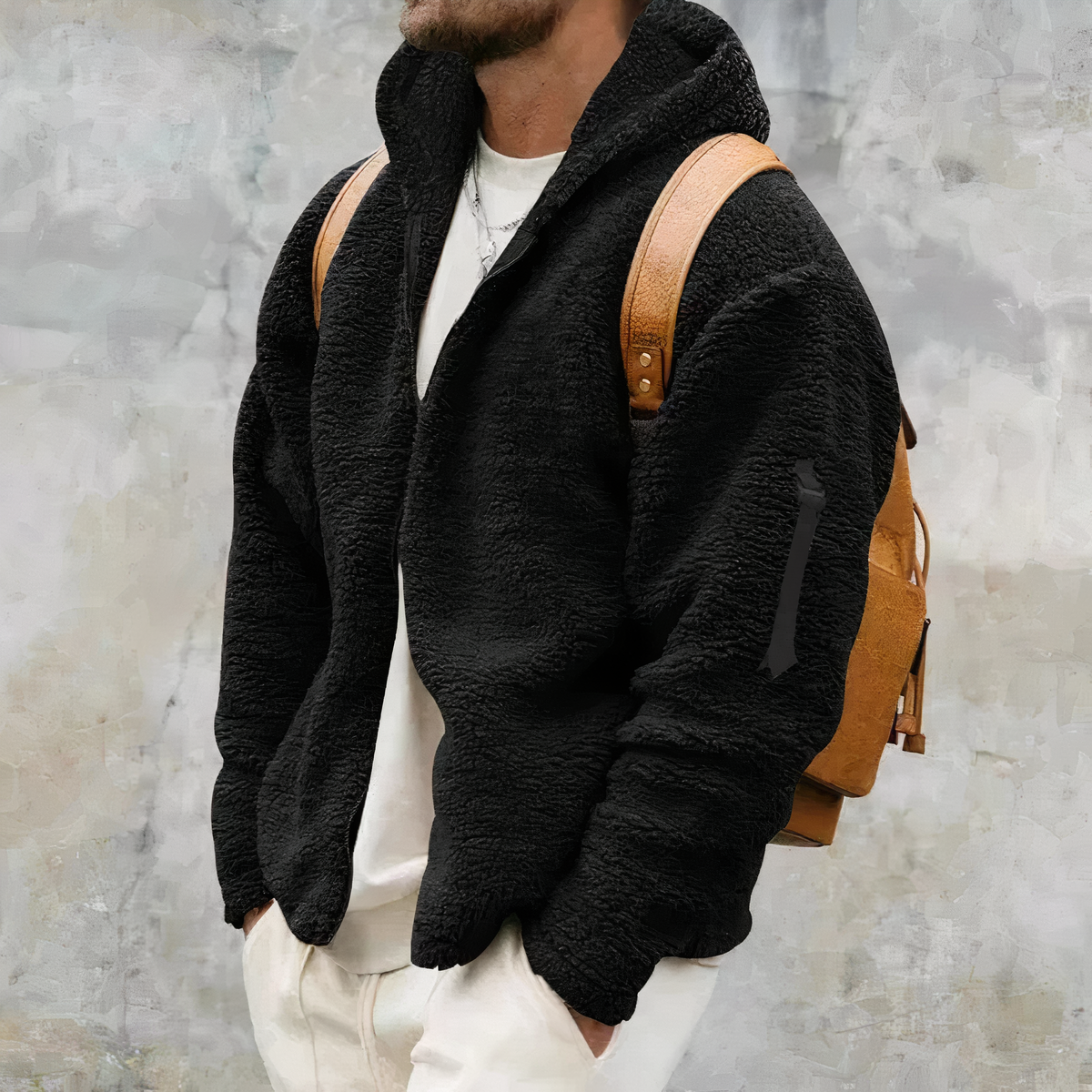 Sherpa Hoodie - Warme Fleecejacke mit Kapuze und Reißverschluss für Herren-HauteBerlin