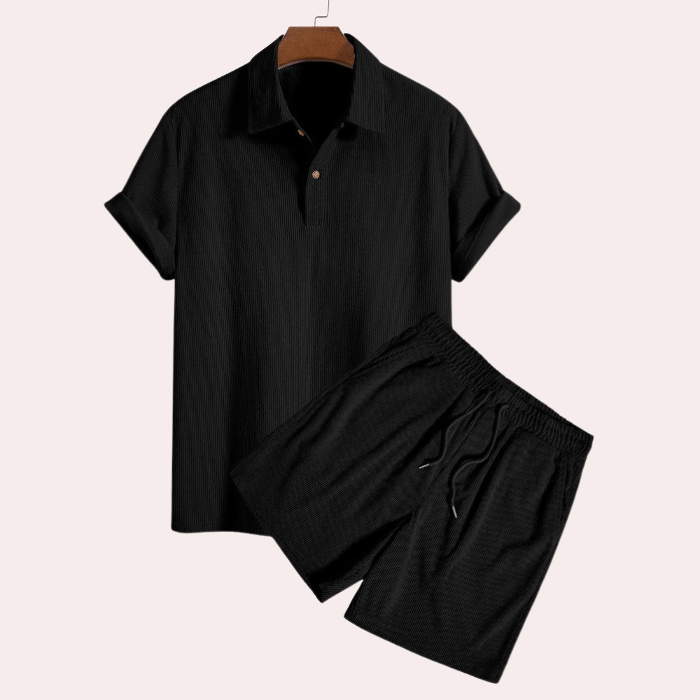 Shorts und Shirt Set - Kord - Polo T-Shirt - Zweiteiliges Set - Herren Sommer Set-HauteBerlin
