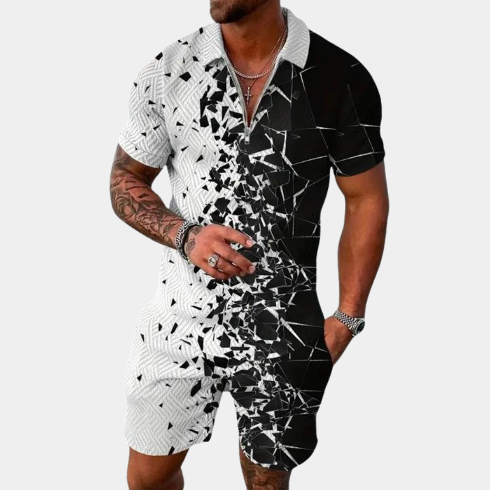 Shorts und Shirt Set – Zweiteiliges Set mit Polo-T-Shirt für Herren für den Sommer-HauteBerlin