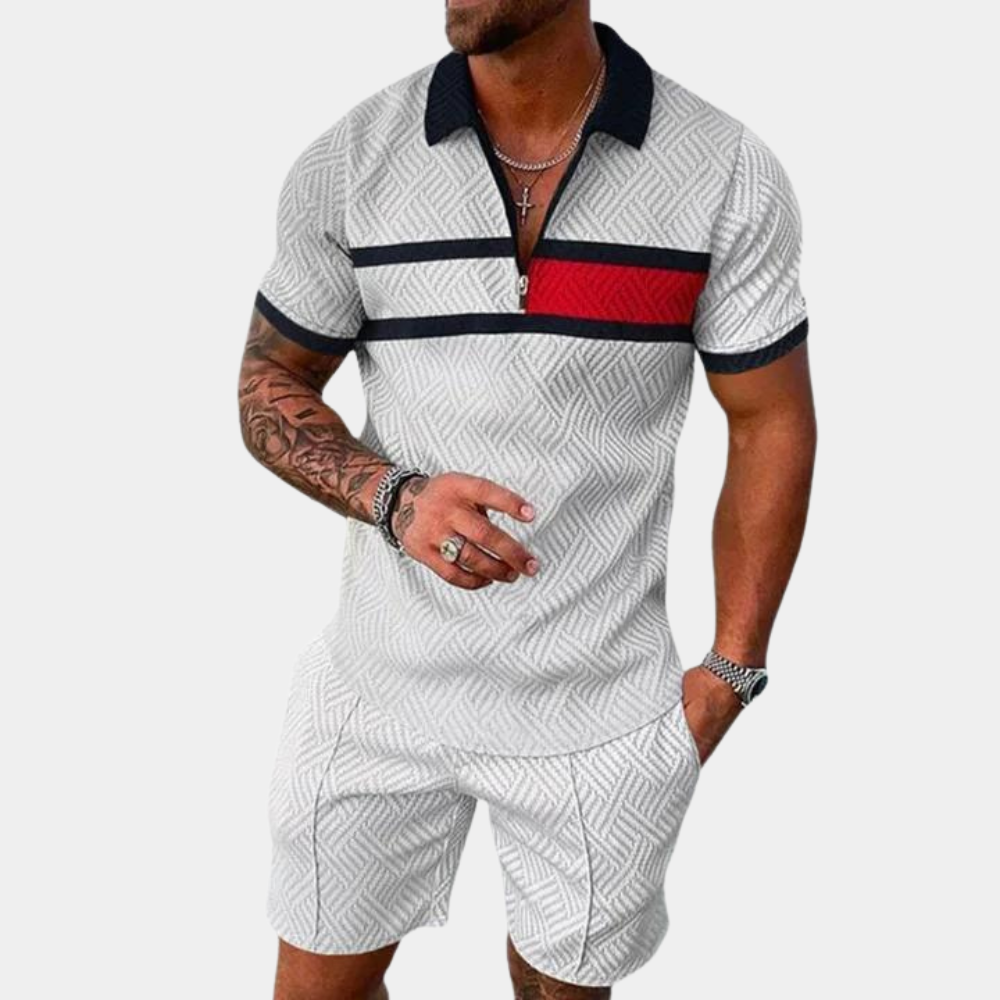 Shorts und Shirt Set – Zweiteiliges Set mit Polo-T-Shirt für Herren für den Sommer-HauteBerlin