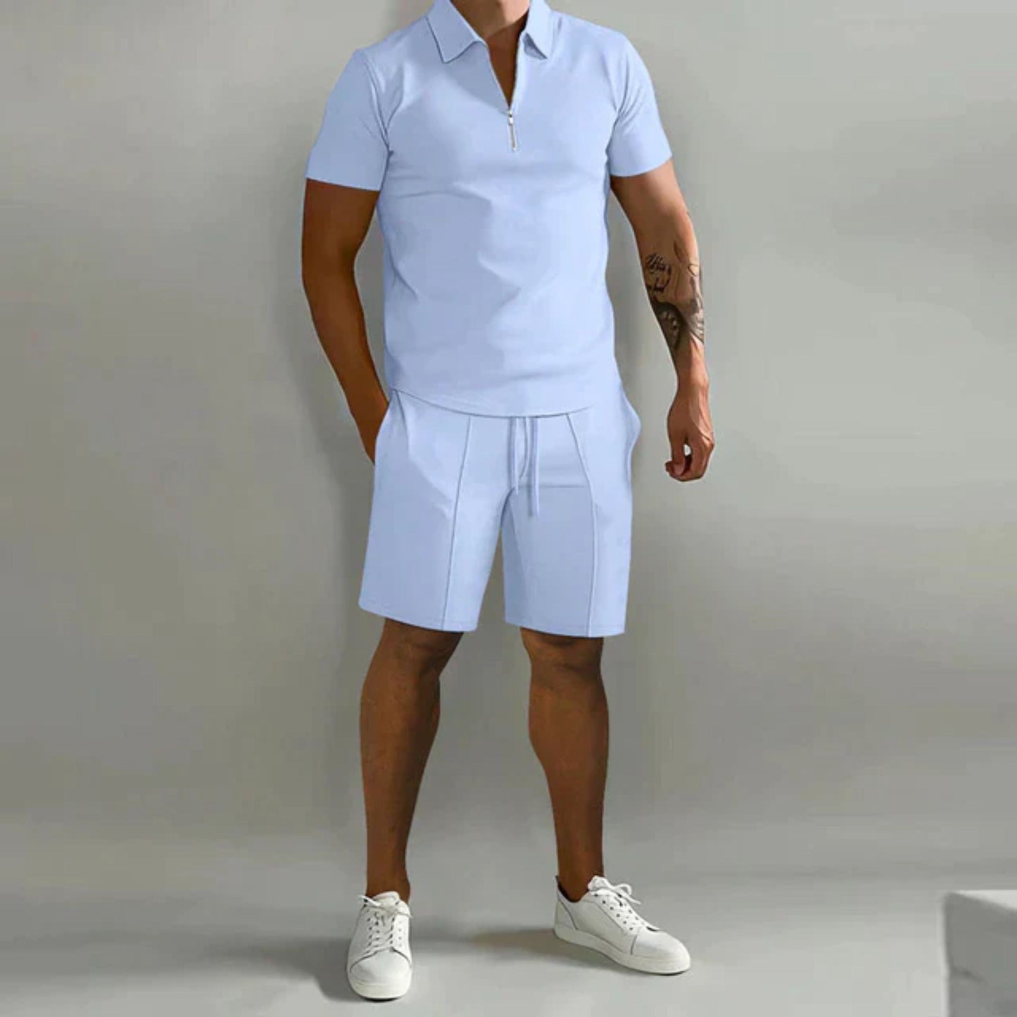 Shorts und T-Shirt Set | Quarter Zip | Polo Shirt | Zweiteiliges Set | Sommerkleidung für Männer-HauteBerlin