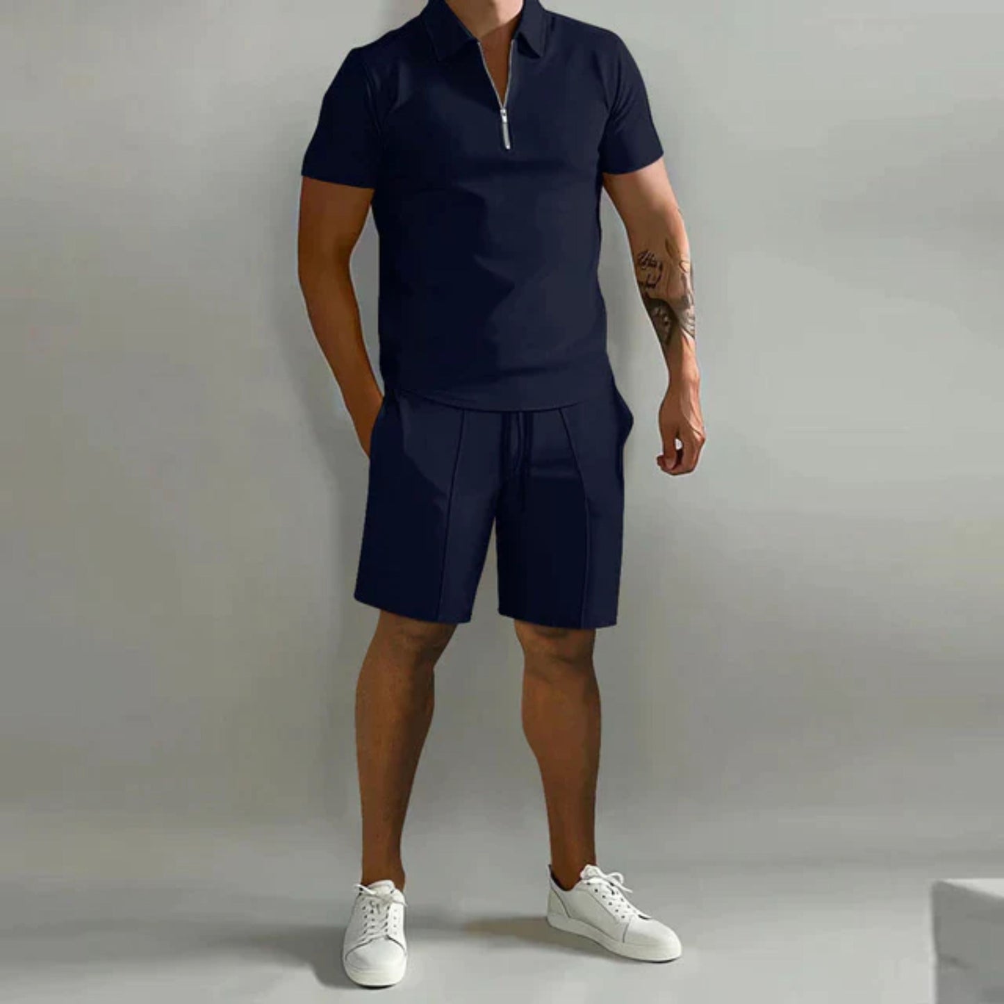 Shorts und T-Shirt Set | Quarter Zip | Polo Shirt | Zweiteiliges Set | Sommerkleidung für Männer-HauteBerlin