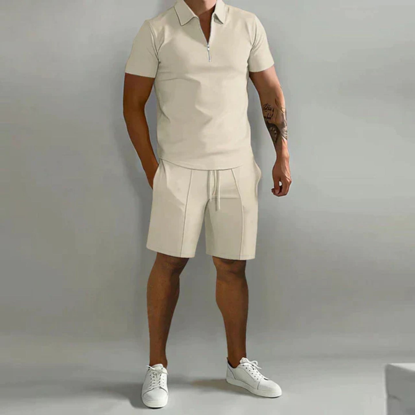 Shorts und T-Shirt Set | Quarter Zip | Polo Shirt | Zweiteiliges Set | Sommerkleidung für Männer-HauteBerlin