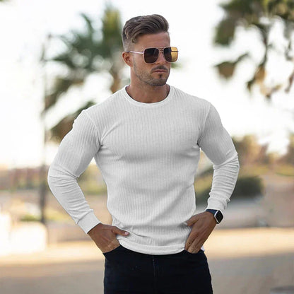 Slim Fit Pullover | Gerippt | Langarm | Strickpullover | Herrenbekleidung-HauteBerlin