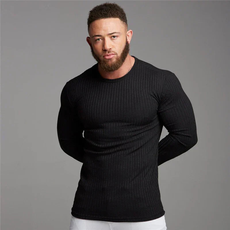 Slim Fit Pullover | Gerippt | Langarm | Strickpullover | Herrenbekleidung-HauteBerlin
