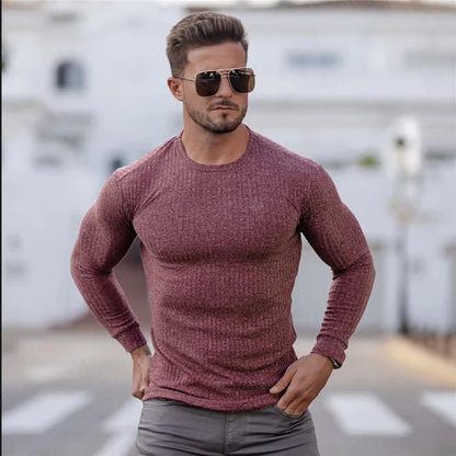 Slim Fit Pullover | Gerippt | Langarm | Strickpullover | Herrenbekleidung-HauteBerlin