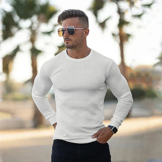 Slim Fit Pullover | Gerippt | Langarm | Strickpullover | Herrenbekleidung-HauteBerlin