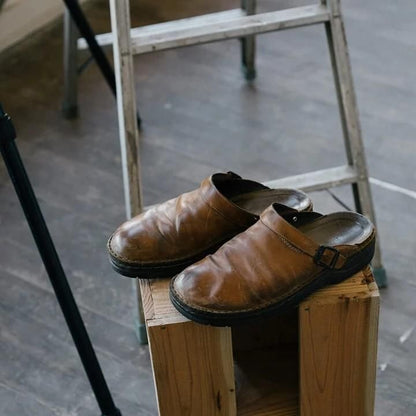 Slipper - Leder - Orthopädische Schuhe - Pantoletten - Herrenschuhe-HauteBerlin