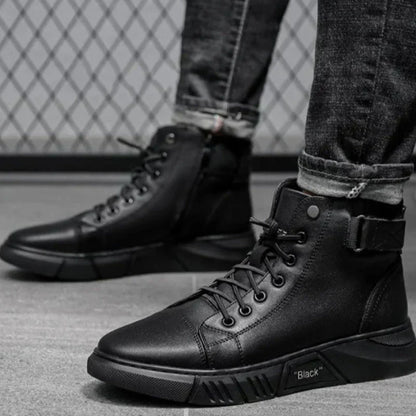 Sneaker-Stiefel – Schwarz – Reißverschluss – Hohe Sneakers – Herrenschuhe-HauteBerlin