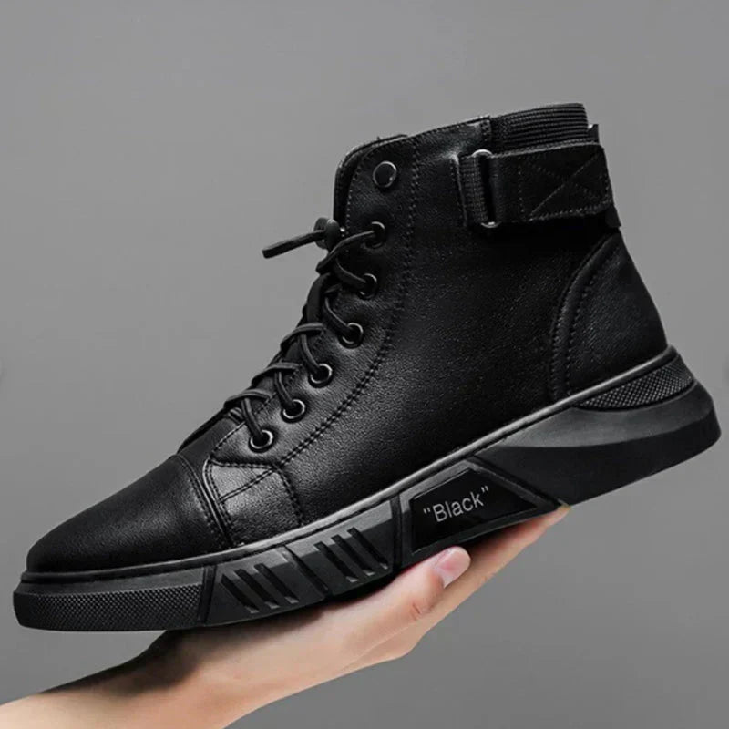Sneaker-Stiefel – Schwarz – Reißverschluss – Hohe Sneakers – Herrenschuhe-HauteBerlin