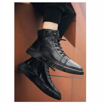 Sneaker-Stiefel – Schwarz – Reißverschluss – Hohe Sneakers – Herrenschuhe-HauteBerlin