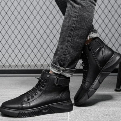 Sneaker-Stiefel – Schwarz – Reißverschluss – Hohe Sneakers – Herrenschuhe-HauteBerlin