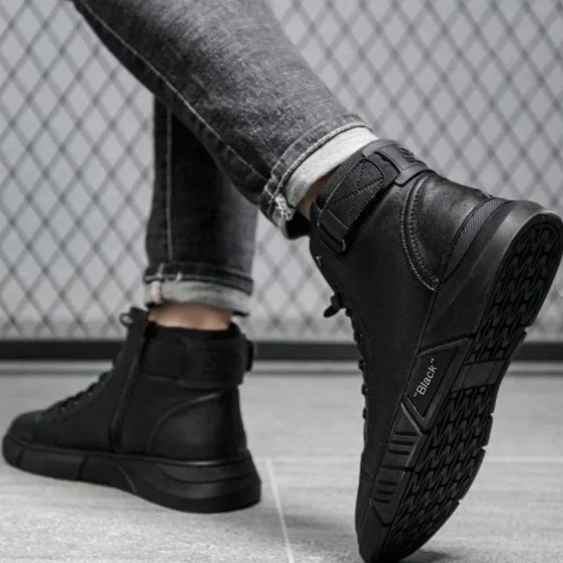 Sneaker-Stiefel – Schwarz – Reißverschluss – Hohe Sneakers – Herrenschuhe-HauteBerlin