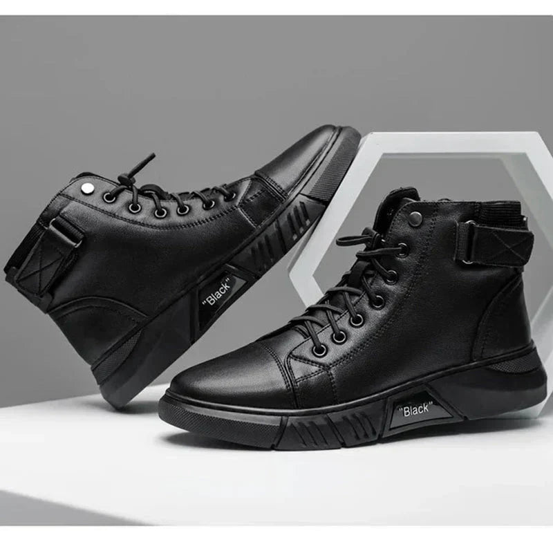 Sneaker-Stiefel – Schwarz – Reißverschluss – Hohe Sneakers – Herrenschuhe-HauteBerlin