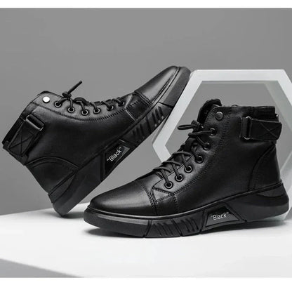 Sneaker-Stiefel – Schwarz – Reißverschluss – Hohe Sneakers – Herrenschuhe-HauteBerlin