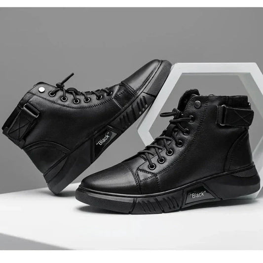 Sneaker-Stiefel – Schwarz – Reißverschluss – Hohe Sneakers – Herrenschuhe-HauteBerlin