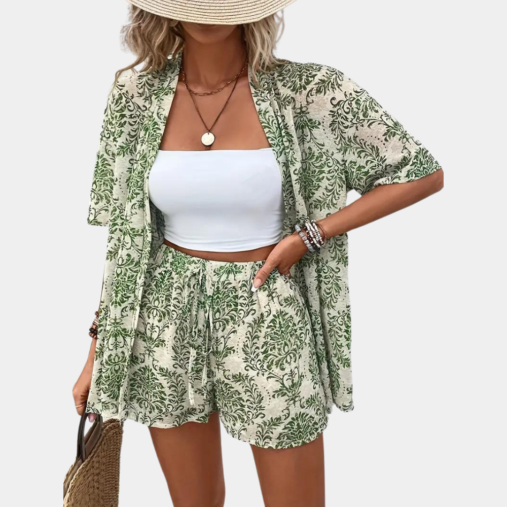 Sommer-Set für Damen – Set aus luftiger Kimono-Bluse und Shorts-HauteBerlin