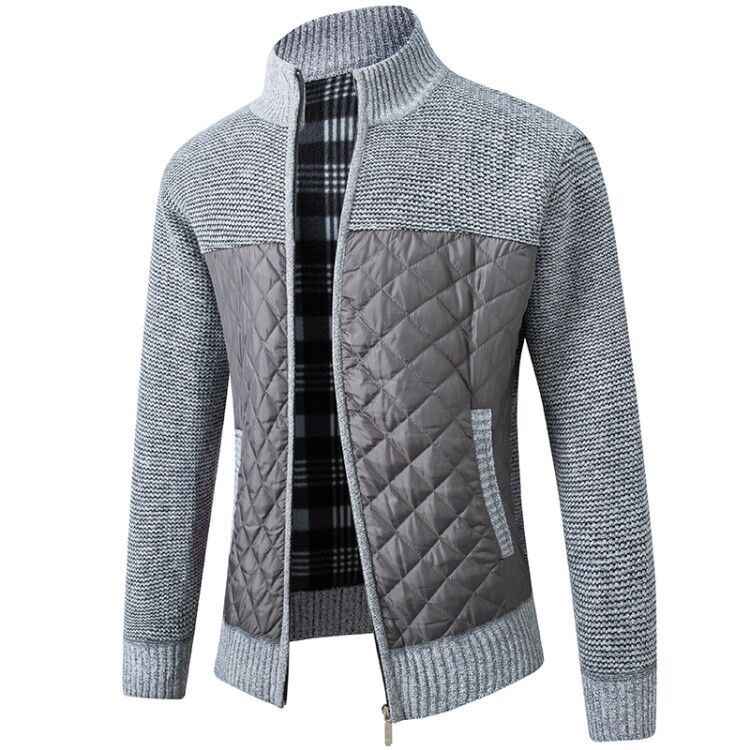 Steppjacke - Herren Zip-Up Strickjacke mit Steppmuster-HauteBerlin