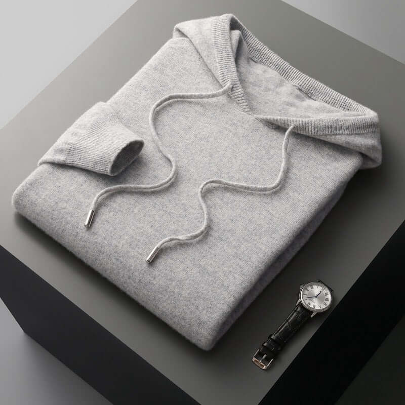 Strick-Hoodie - Herren Plain Pullover mit Kapuze-HauteBerlin