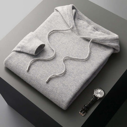 Strick-Hoodie - Herren Plain Pullover mit Kapuze-HauteBerlin