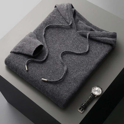Strick-Hoodie - Herren Plain Pullover mit Kapuze-HauteBerlin