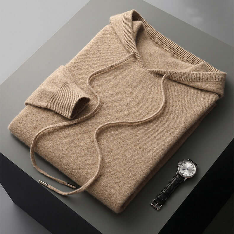 Strick-Hoodie - Herren Plain Pullover mit Kapuze-HauteBerlin