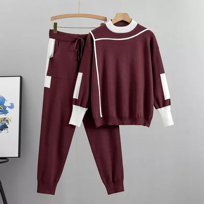 Strick-Lounge-Set - Zweiteilig - Loose Fit - Strickpullover und Hosen-Set - Loungewear für Frauen-HauteBerlin