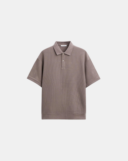 Strick-T-Shirt - Graues Polohemd für Männer mit Kragen-HauteBerlin