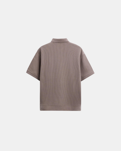 Strick-T-Shirt - Graues Polohemd für Männer mit Kragen-HauteBerlin