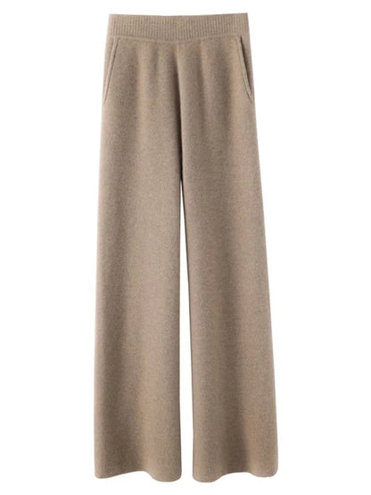 Strickhose - Casual - Elastische Taille - Weite Hosenbeine - Damen-Lounge-Hose-HauteBerlin