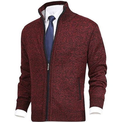 Strickjacke - Herren-Stehkragen-Zip-Strickjacke mit Taschen-HauteBerlin