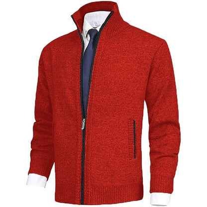 Strickjacke - Herren-Stehkragen-Zip-Strickjacke mit Taschen-HauteBerlin