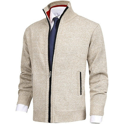 Strickjacke - Herren-Stehkragen-Zip-Strickjacke mit Taschen-HauteBerlin