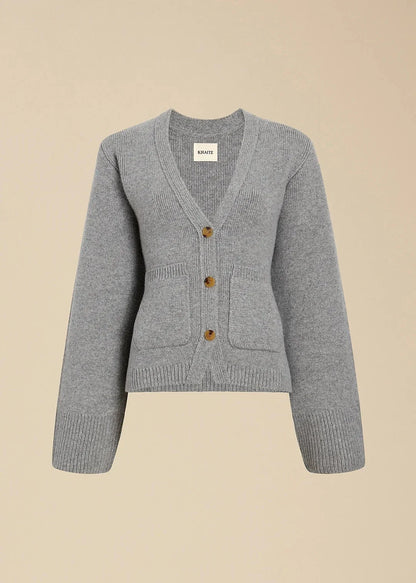 Strickjacke – Oversized-Strickjacke mit V-Ausschnitt und Knöpfen für Damen-HauteBerlin
