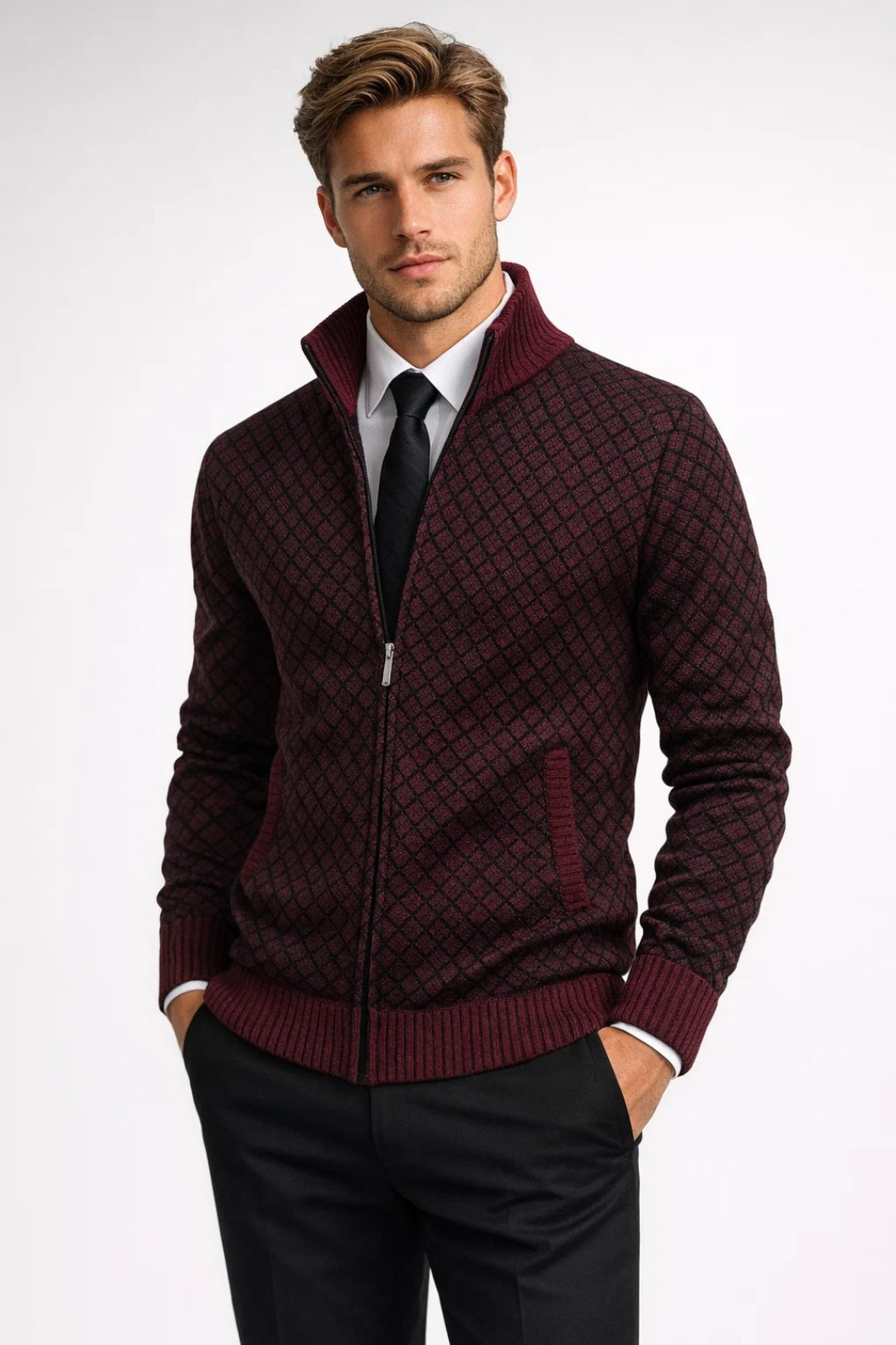 Strickjacke mit Reißverschluss – Strickjacke mit durchgehendem Reißverschluss für Männer-HauteBerlin