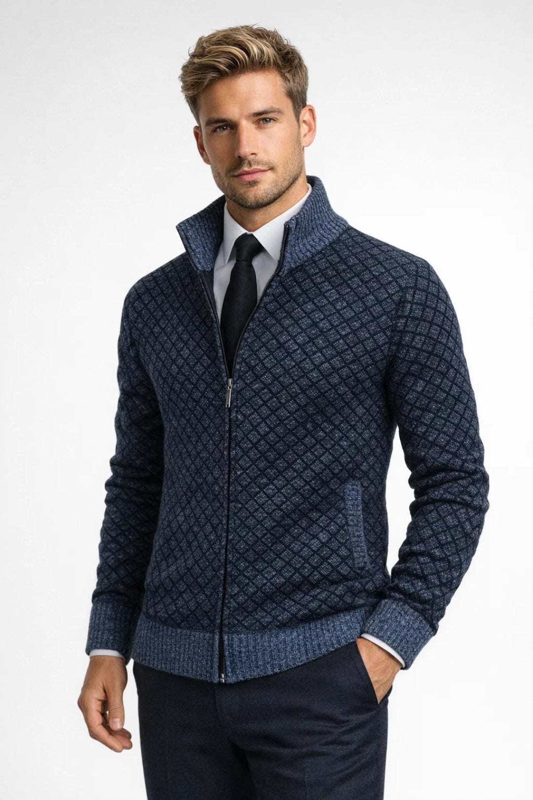 Strickjacke mit Reißverschluss – Strickjacke mit durchgehendem Reißverschluss für Männer-HauteBerlin