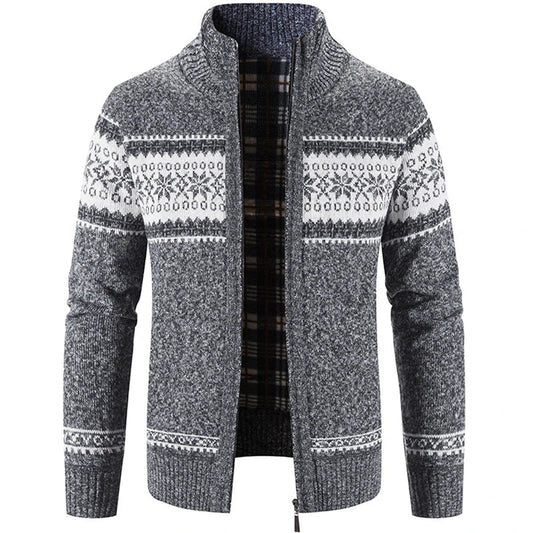 Strickjacke – warme Herren-Winterjacke mit Stehkragen und durchgehendem Reißverschluss-HauteBerlin